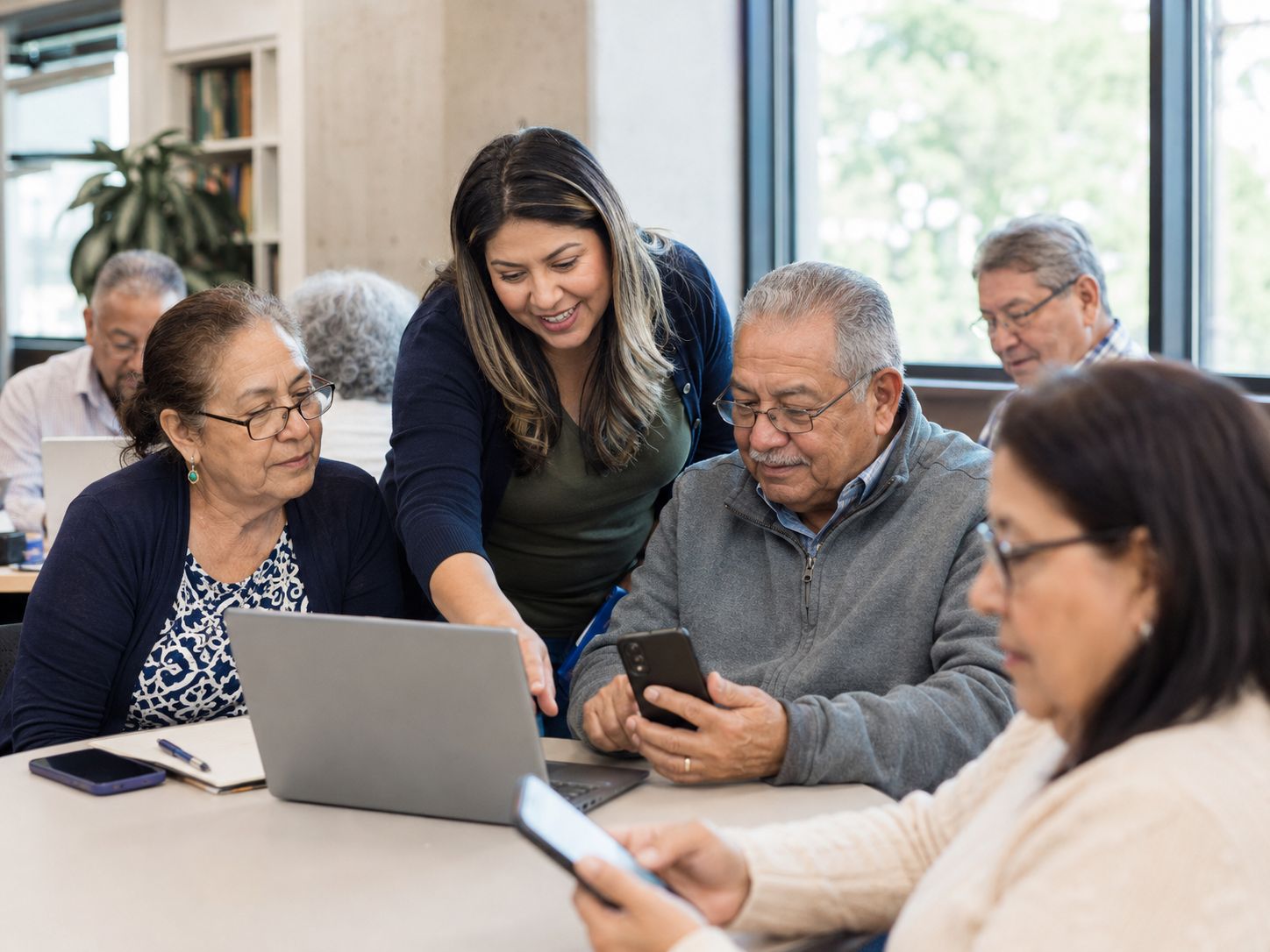 Adults participating in a community technology program