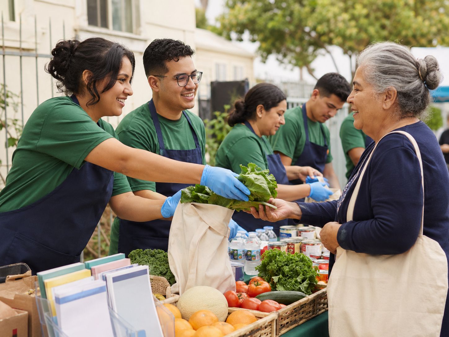 Community members receiving food and supportive resources