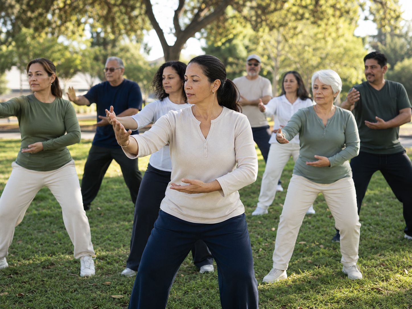 Adults participating in a community wellness and Tai Chi program